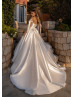 Off Shoulder Ivory Satin Wedding Dress With Bow